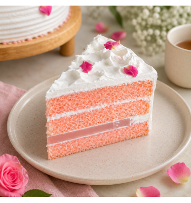 Pink Blossom Lychee Berry Cake Slice